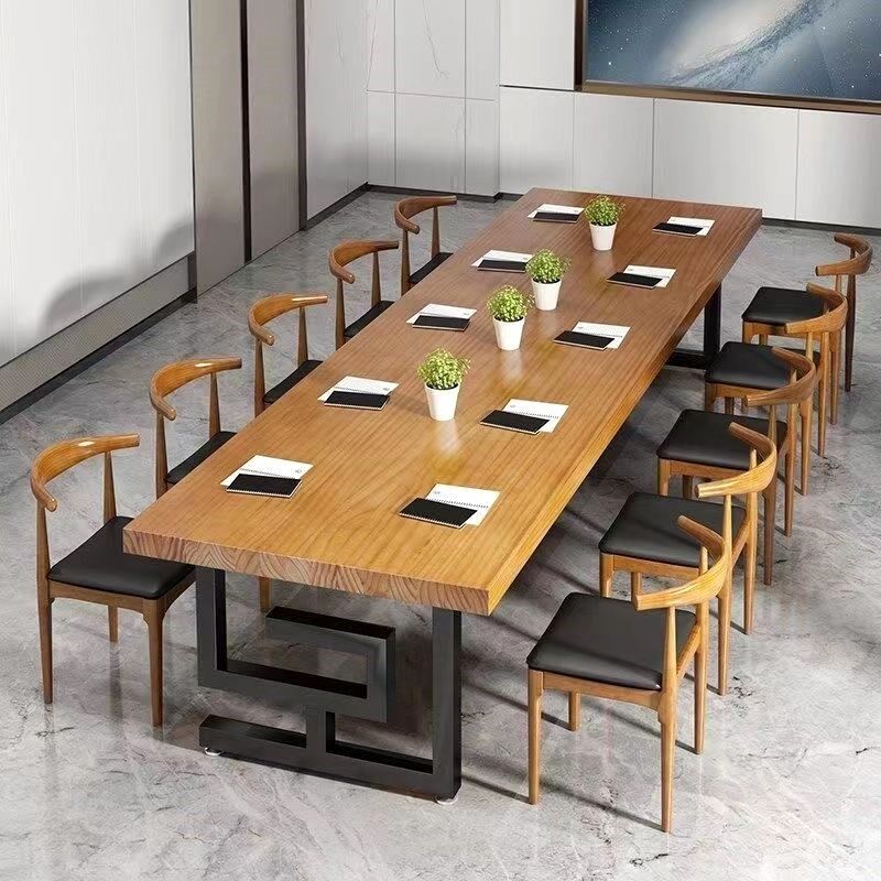 实木会议桌长桌现代简约办公培训桌新中式北欧工业风大型简易家具