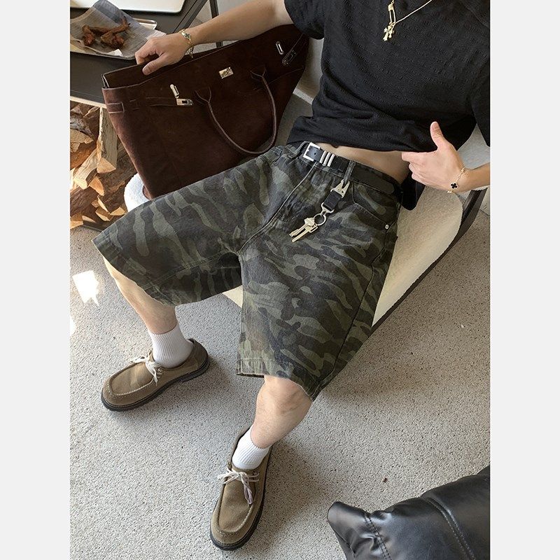 PLTH*美式复古迷彩五分中腰短裤男夏季休闲百搭潮牌宽松工装裤潮,男装,短裤,淘宝优惠券,粉丝福利购,淘宝优惠卷