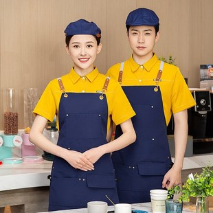 帆布防水围裙印字logo酒店餐饮餐馆饭店美甲店花店工作服专用围腰