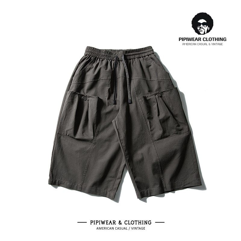 夏季美式覆古立体口袋短裤男夏天外穿高级感工装七分裤休闲,男装,短裤,淘宝优惠券,粉丝福利购,淘宝优惠卷