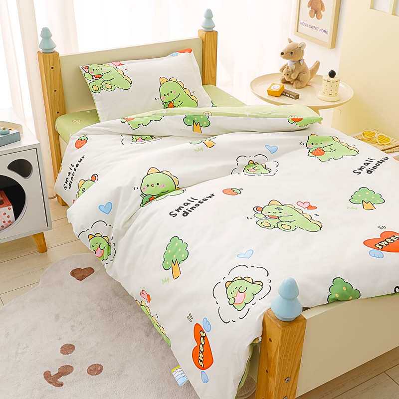 A类全棉40s幼儿园三件套婴童床品套件被套床单被芯褥子多件套