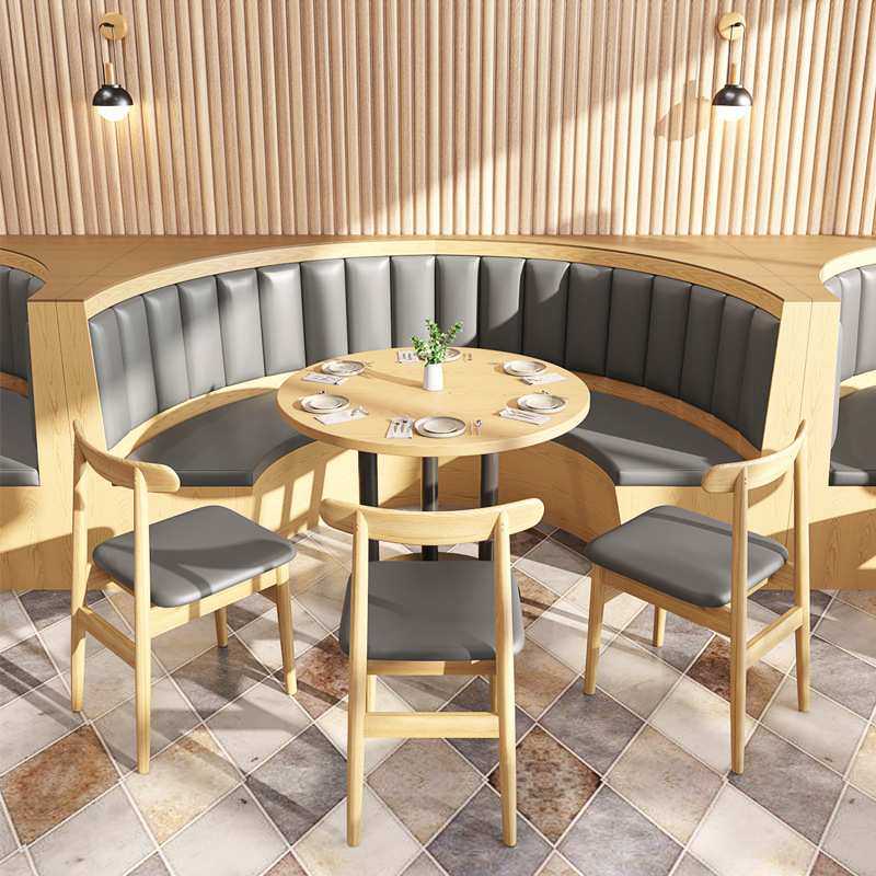 简约主题餐厅桌椅餐饮汉堡火锅烤肉奶茶店咖啡厅靠墙卡座沙发组合