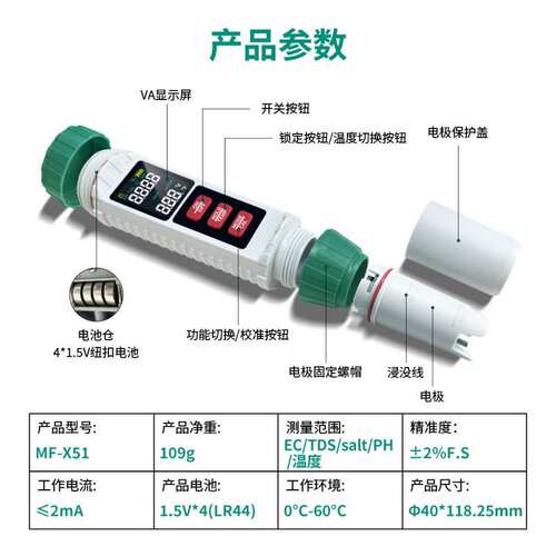 厂家新品现货5合一水质笔X51便携式盐度/PH/TDS/EC5合1水质检测笔