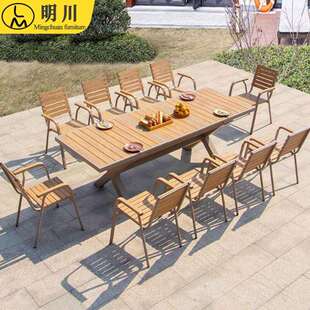 明川户外桌椅庭院塑木护院防腐木露台院子防水防晒外摆室外餐桌椅