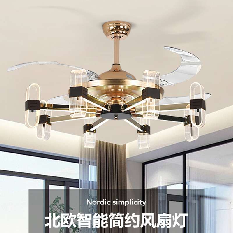 轻奢led风扇灯吊扇灯卧室餐厅家用隐形灯扇现代简约带电扇的吊灯