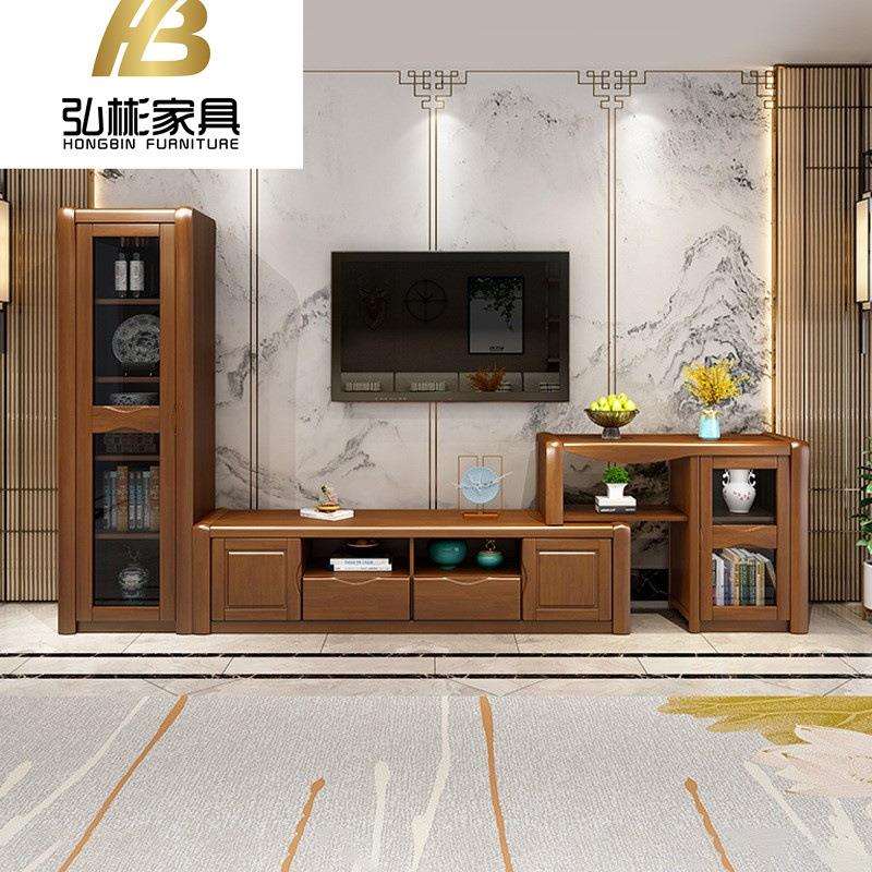 新中式实木电视柜组合储物原木现代简代客厅橡胶木视听柜家具套装