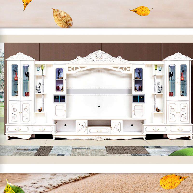 欧式电视柜组合酒柜影视墙背景柜客厅大户型储物柜带音箱墙柜豪华