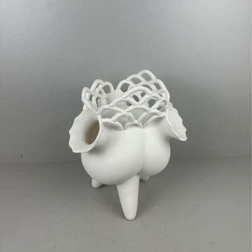 简约现代小众个性陶瓷花瓶样板房博物架装饰品摆件磨砂白色工艺品
