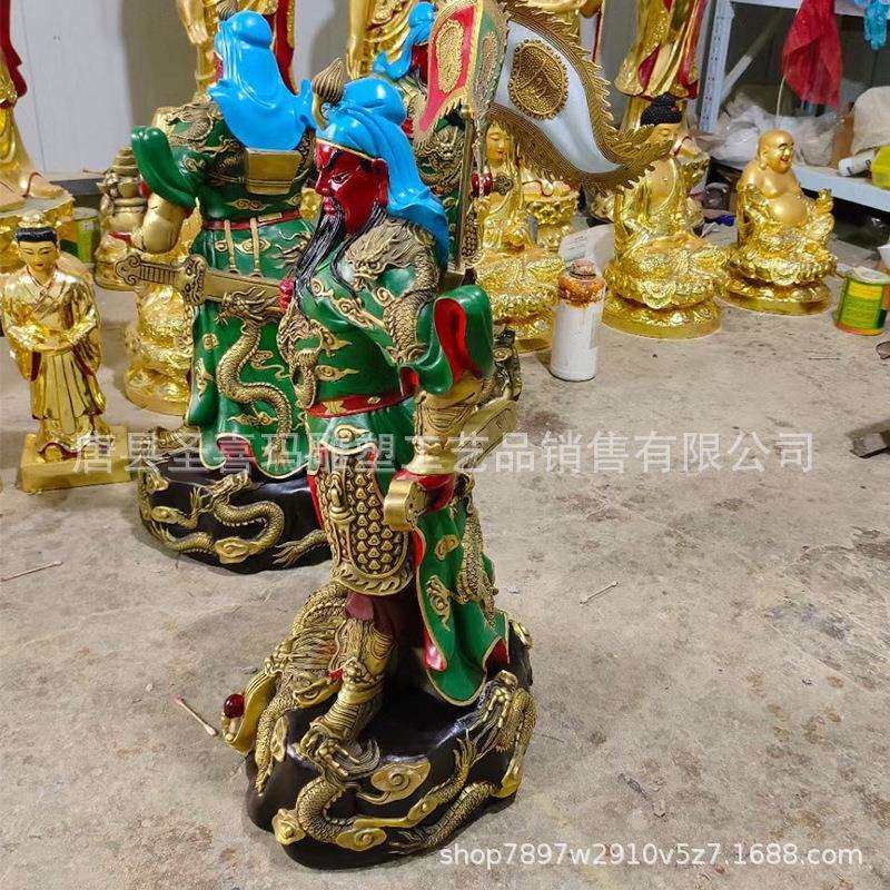 紫铜关公武财神关二爷战神高温着色家居公司伽蓝菩萨京铜摆件厂家