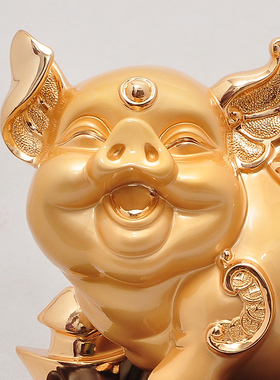 一对金猪摆件开业乔迁r新居礼品客厅家庭办公室桌面生肖猪工艺品