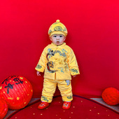 男童拜年过新年衣服婴儿百天套装 周岁礼服男宝宝冬季 中式 新款 秋装