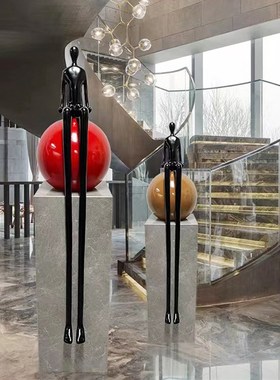 抽象长腿雕塑落地摆件人物酒店大堂玄关商铺轻奢售楼处玄关装饰品