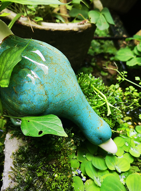 中式陶瓷戏水鸭吸水鸭子鱼池玄关庭院装饰工艺品水池假山阳台摆件