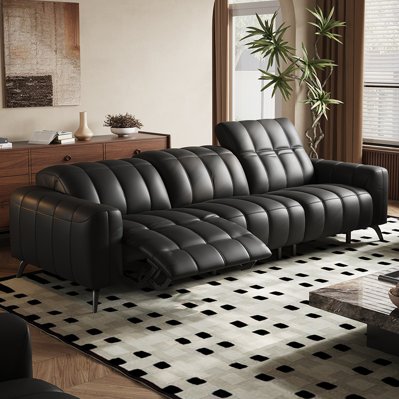 钢琴键电动真皮沙发客厅黑色复古多功能三四人位高端大气直排沙发,住宅家具,功能沙发,淘宝优惠券,粉丝福利购,淘宝优惠卷