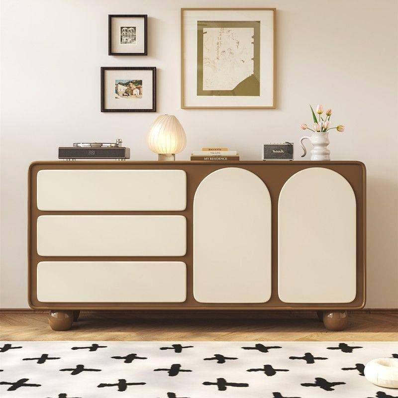 奶油风实木斗柜卧室五斗柜床尾柜收纳储物置物柜客厅靠墙抽屉柜五