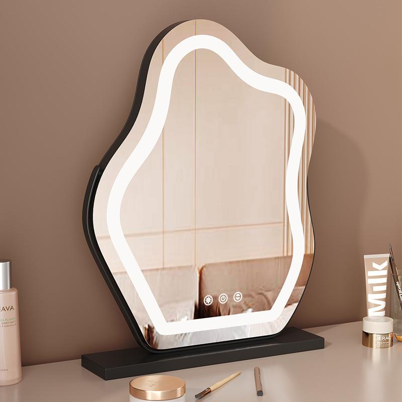 真高清led云朵化妆镜子带灯台式桌面梳妆镜智能卧室家居简约异型