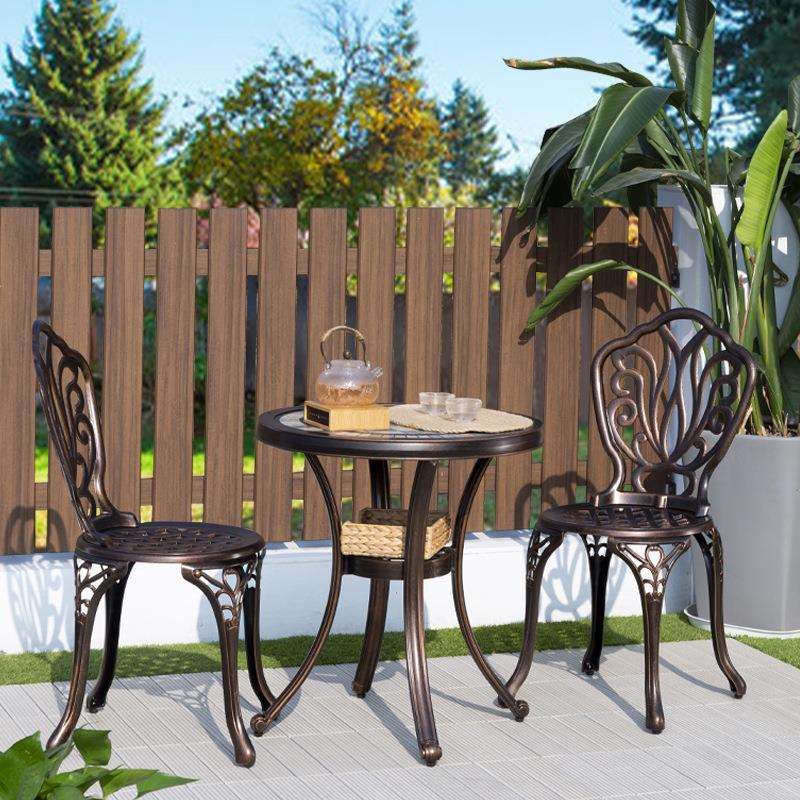 户外桌椅阳台小桌椅室外庭院铸铝桌椅露台茶几三件套圆桌方桌