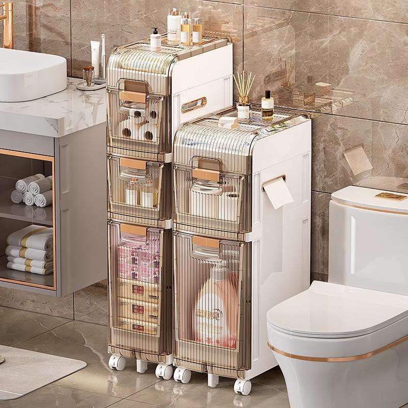 卫生间夹缝柜窄边抽屉式多层置物架浴室储物柜整理柜洗手间收纳柜