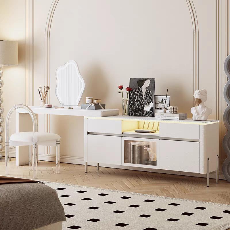 实木现代轻奢极简风卧室电视柜梳妆台斗柜一体意式化妆桌收纳柜