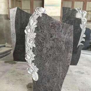 大理石花岗岩石碑石雕组合墓碑公墓石材墓碑套碑农村中式 E18