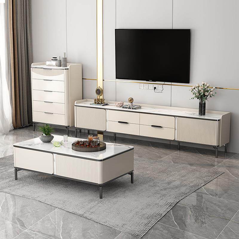 实木简约电视柜茶几边柜组合钢化玻璃环保烤漆高款储物柜成套家具