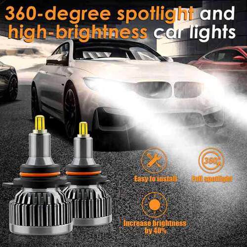 2个汽车led大灯六面360度前照灯h11汽车改装灯LED车灯V9 A0060