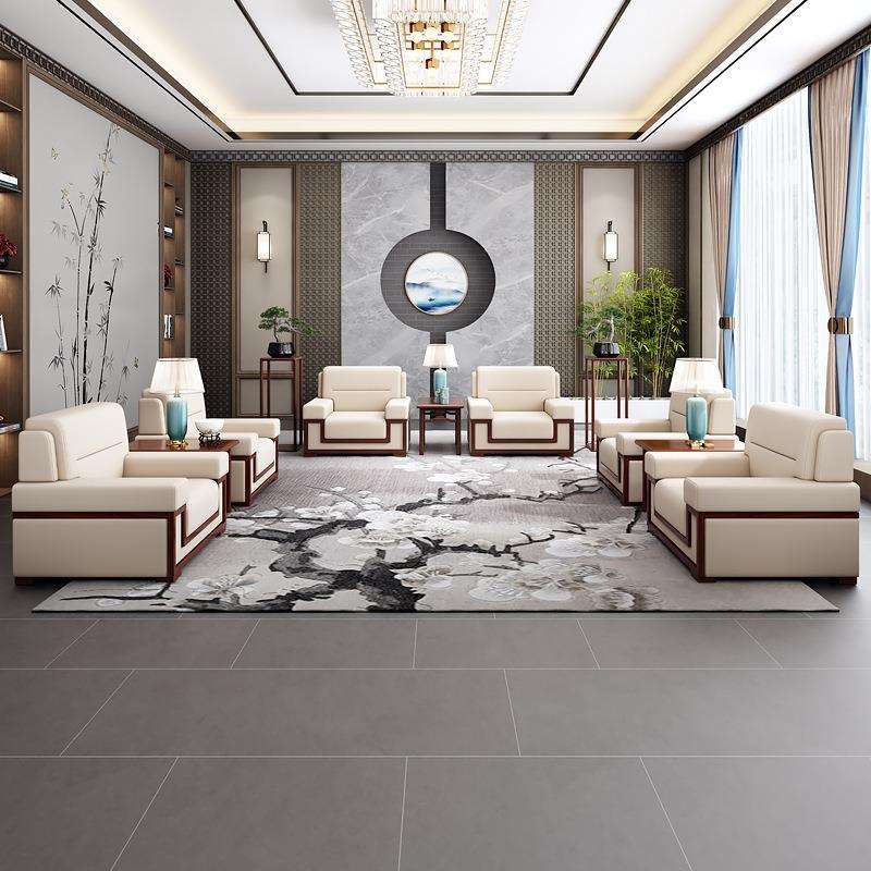 会客沙发商务洽谈沙发布艺会客厅沙发茶几组合贵宾接待会议沙发