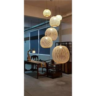 沂水县郯城县沂南县民宿装饰日式鸟巢艺术手工编织竹藤灯笼竹艺灯