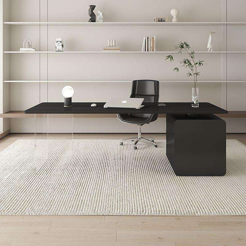 意式岩板办公桌现代简约亚克力家用书桌写字台设计师款老板电脑桌