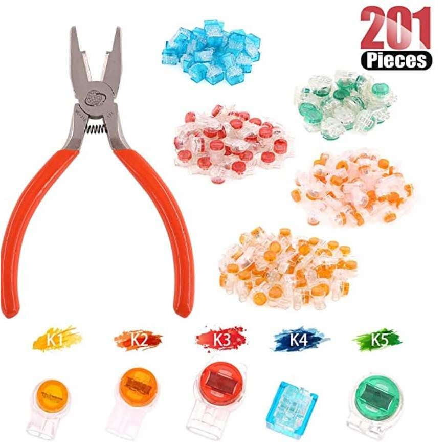 200PCS数据电话线对接UY UR UB压接端子连接器套件带连接器压接钳