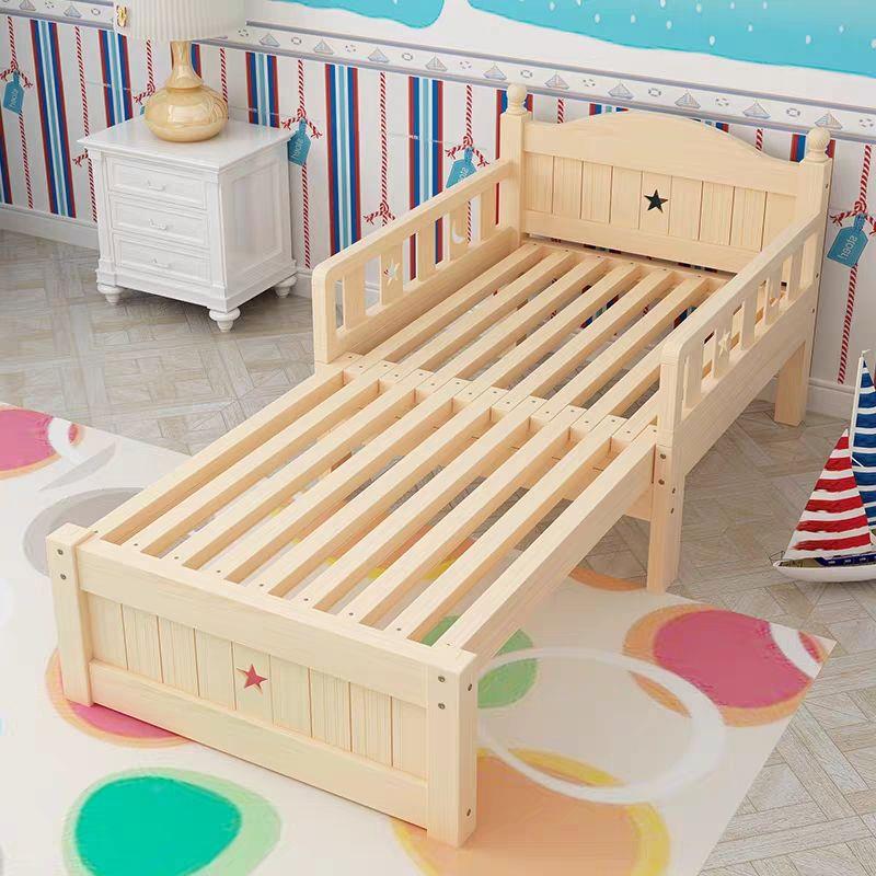实木儿童床带护栏伸缩小床婴儿男孩女孩公主床单人床边床拼接大床