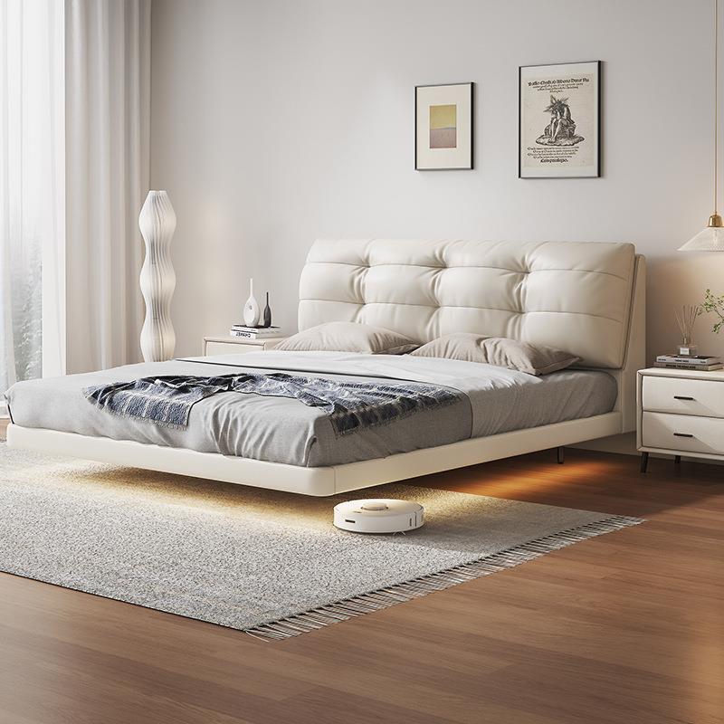 悬浮床极简皮床主卧1.5米婚床北欧1.8m双人床现代简约轻奢奶油风