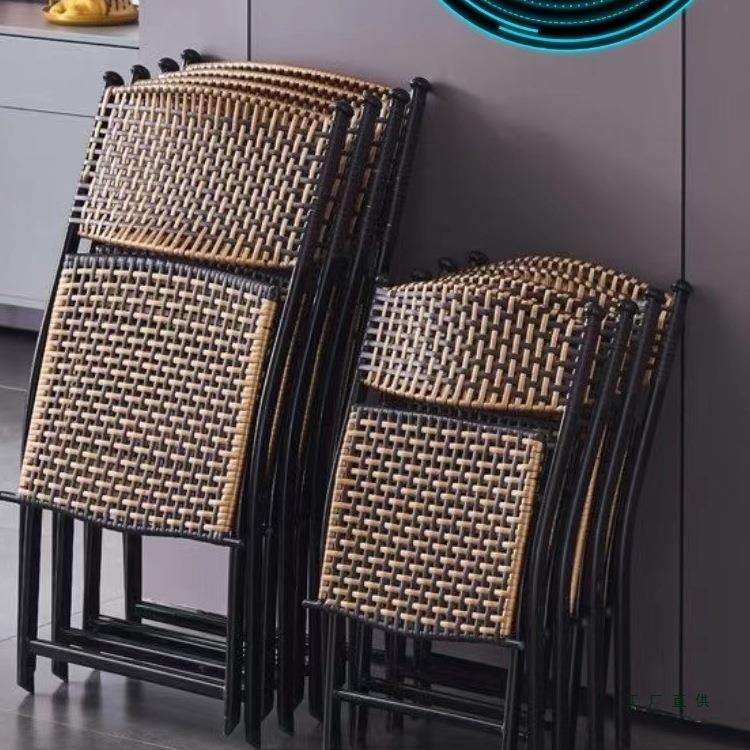 藤椅折叠椅靠背椅休闲椅餐椅小椅子塑料编织椅小凳子户外椅阳台椅