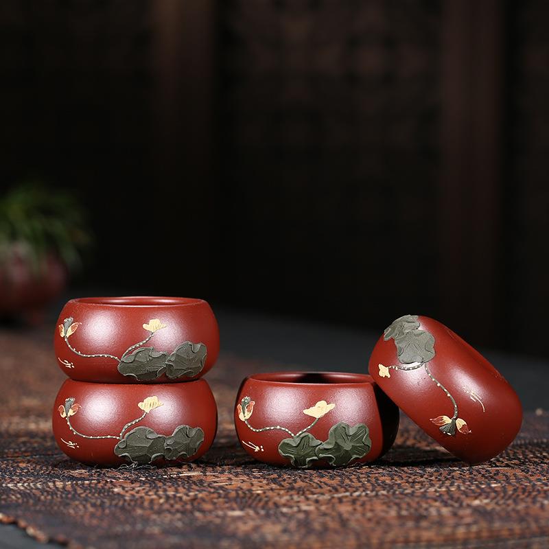 宜兴紫砂壶 荷塘月色套壶套装 青蛙壶莲子堆花泥绘 手工制作
