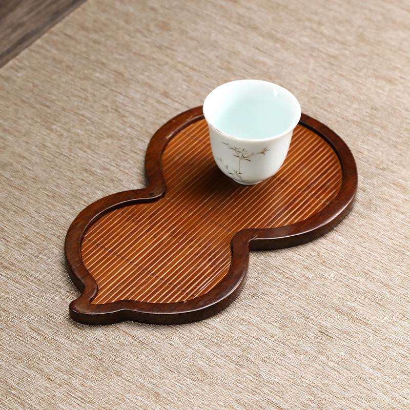 手工竹编竹制茶盘天然竹子茶托盘茶道配件复古茶艺摆件竹托竹盘子