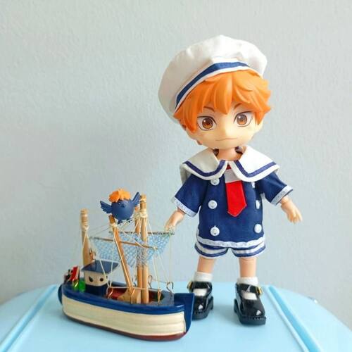 送鞋O.b.11娃衣 水手服套装海军风夏日校服 bjd12分娃娃衣服P9