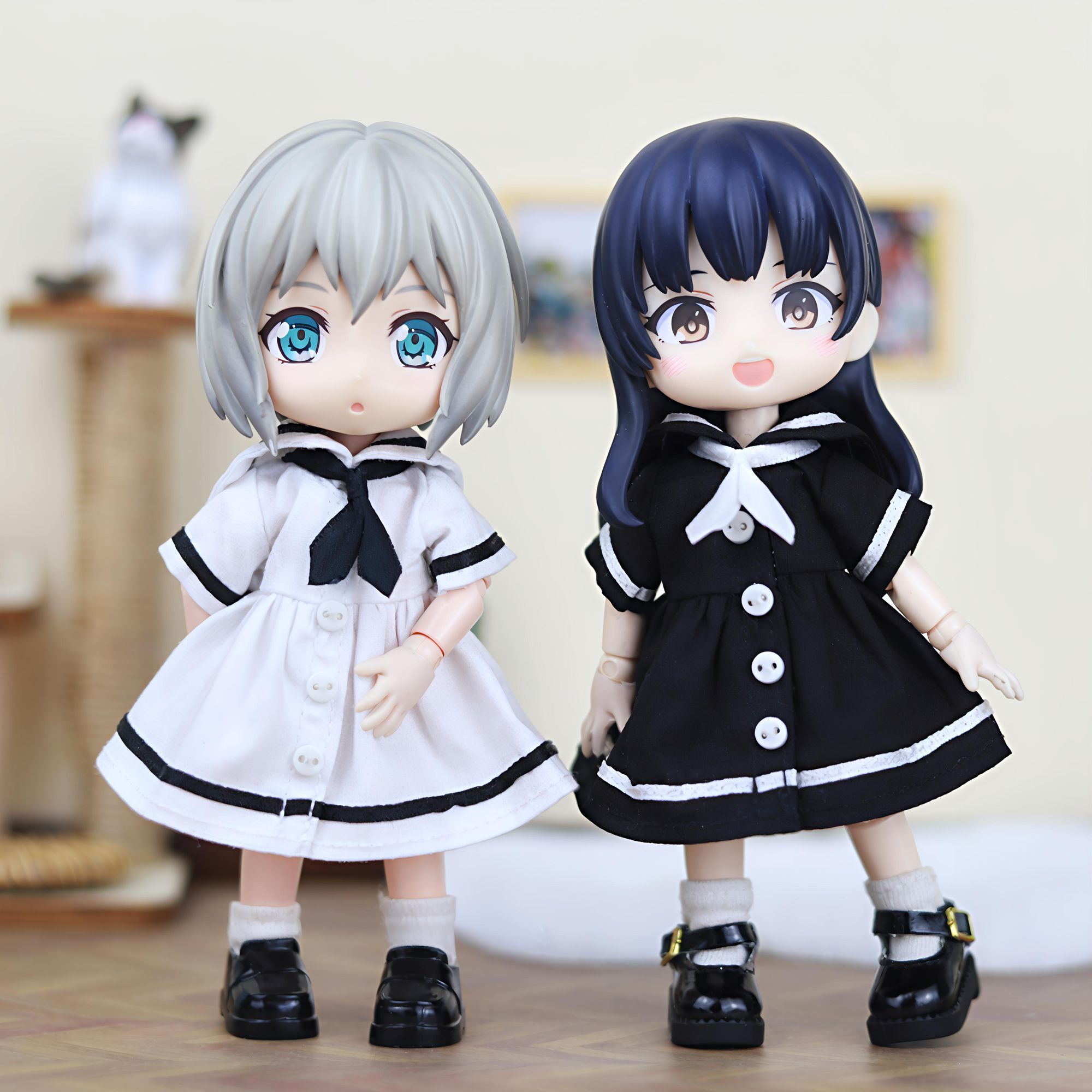 O.b.11娃衣 海军水手服连衣裙 粘土12分bjd Molly UF素体衣服