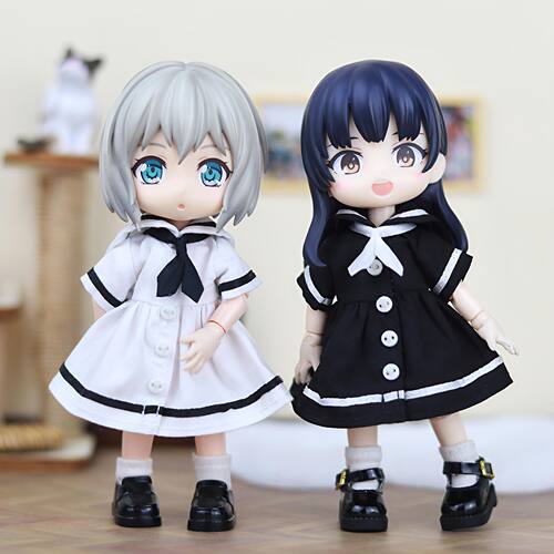 O.b.11娃衣 海军水手服连衣裙 粘土12分bjd Molly UF素体衣服