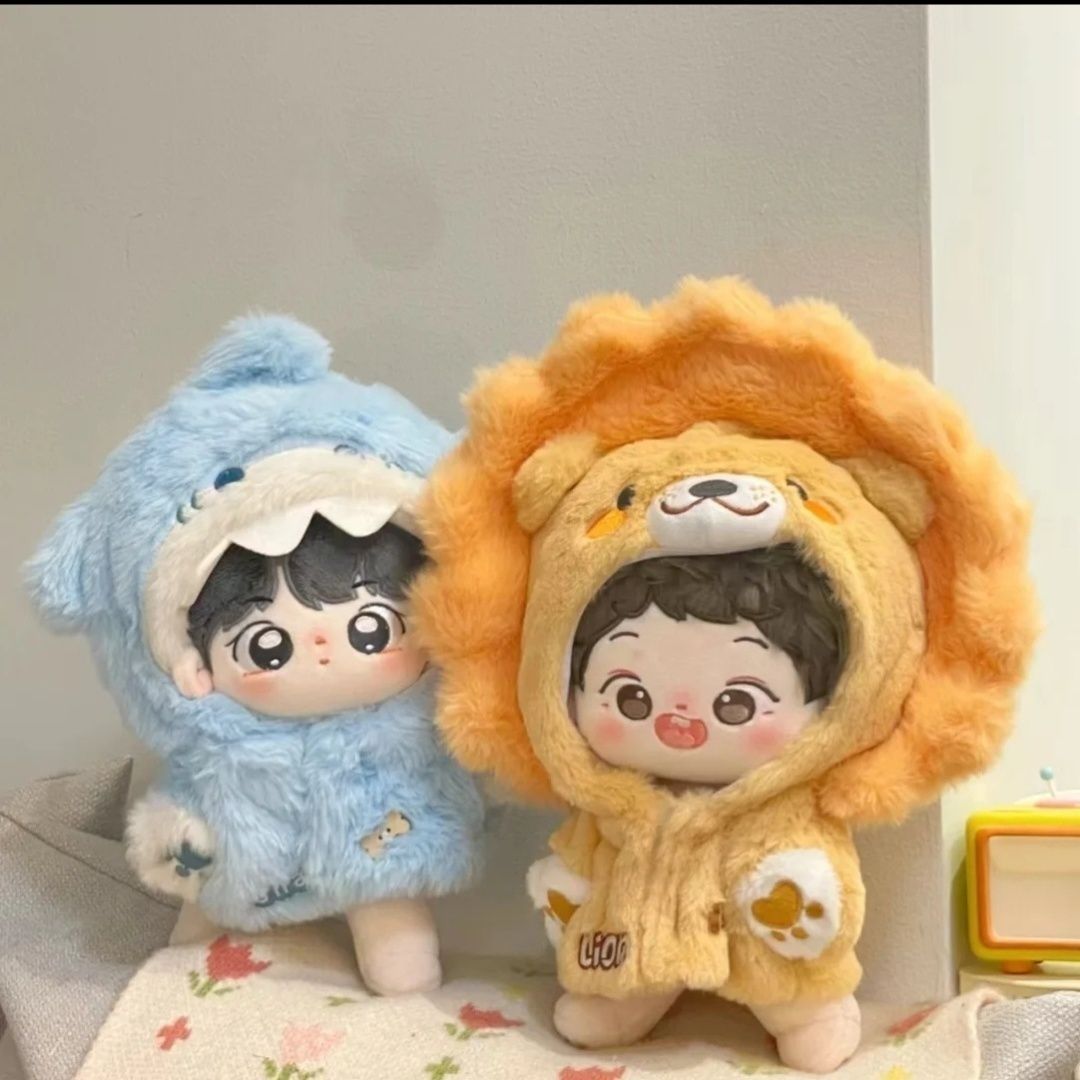 黄油曲奇饼娃衣20cm10cm可爱毛绒棉花娃娃小狮子连体衣衣服连帽公
