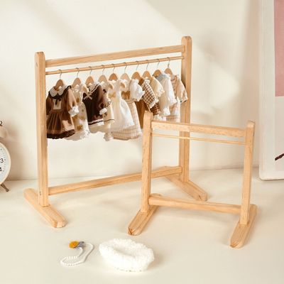 娃衣收纳实木架棉花娃服置物架挂衣架bjd玩偶衣撑衣柜