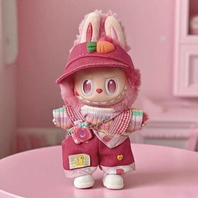 labubu第三代娃衣拉布布一二三代前方高能爱17cm搪胶适配彩虹衣服