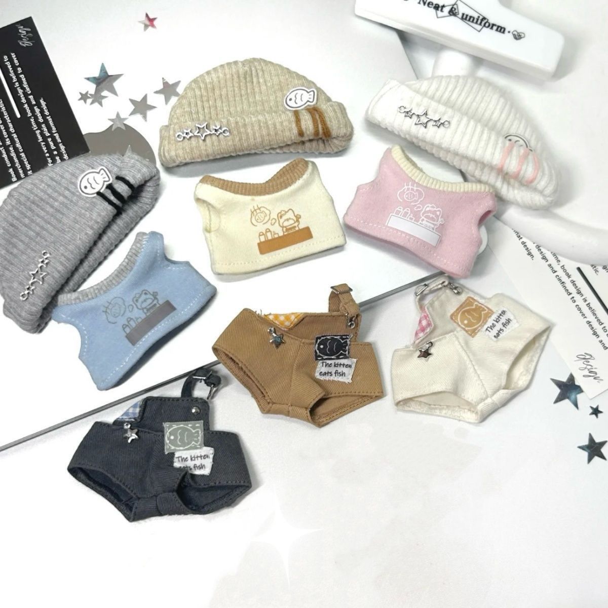 娃衣10cm可爱娃娃背带裤套装正常体海星体棉花玩偶背心替换