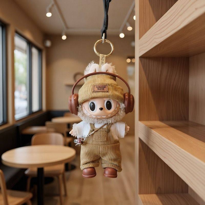 labubu四代娃衣新款第4代La布布4.0迷你潮玩装-针织顶帽底迪改背