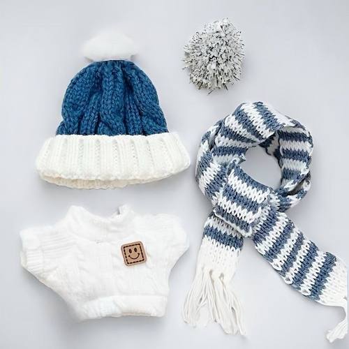 10cm娃衣新年过年红色毛衣围巾帽子套装可爱挂件换装棉花娃娃配饰