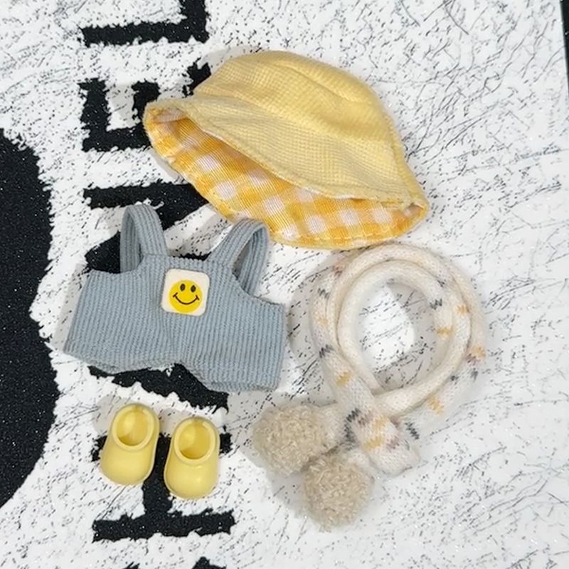 拉布布娃衣labubu可爱4代毛绒玩具布布衣服背带裤帽子围巾套装4.0