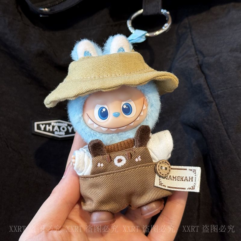 labubu四代娃衣4.04代拉布布MINI心底密码搪胶公仔帽子T恤背带裤