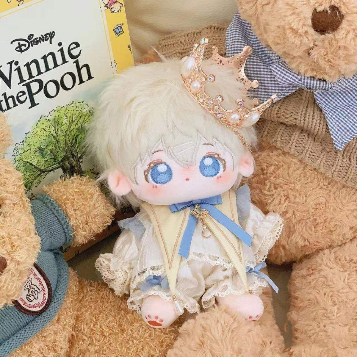 20cm棉娃衣娃衣小王子睡衣可爱卡通创意棉花娃娃玩偶装骨无骨娃衣