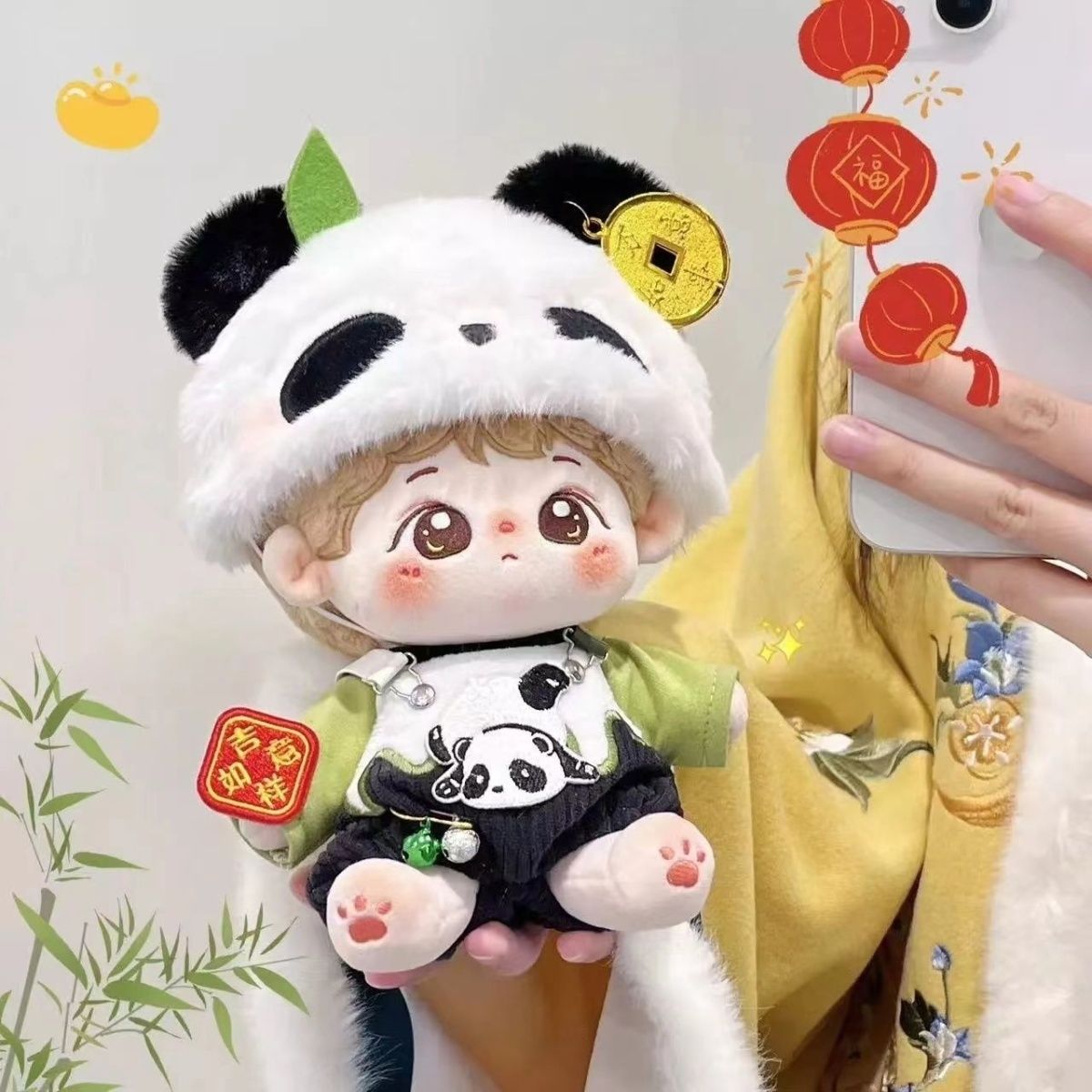 20cm娃衣棉花娃娃衣服衣服可爱清新熊猫套装玩偶替换装无属性包邮