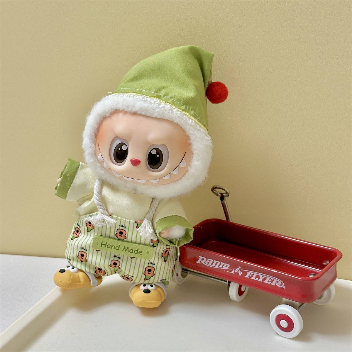 拉布布娃衣17厘米labubu坐坐派对一二代着替毛绒公仔搪胶脸衣服