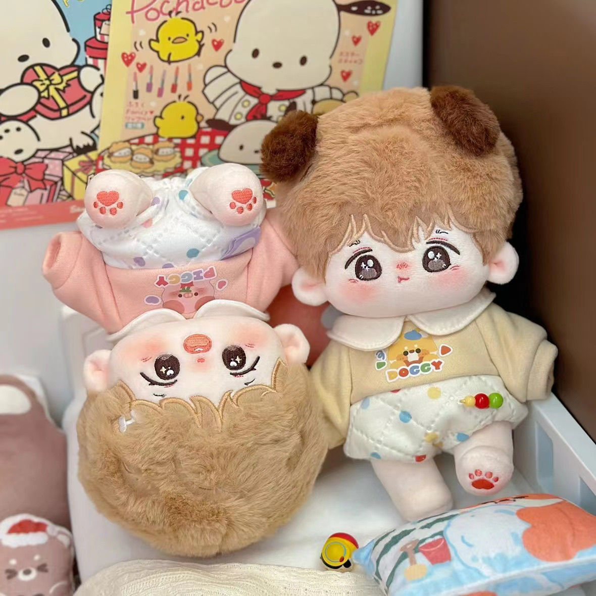 20cm娃衣20厘米棉花娃服奶油面包爬爬服套装无属性玩偶替换装日常